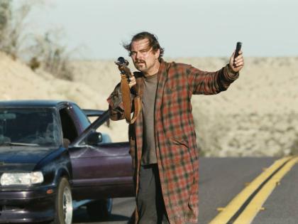 This image released by Warner Bros. Pictures shows Leonardo DiCaprio in a scene from ‘One Battle After Another’.