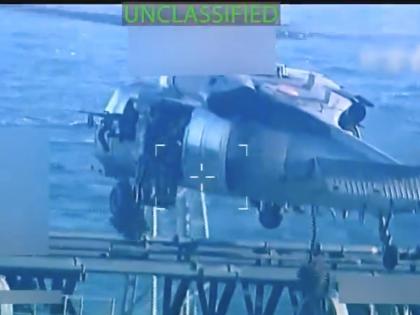 This image from video posted on Attorney General Pam Bondi’s X account, and partially redacted by the source, shows an oil tanker being seized by US forces off the coast of Venezuela.