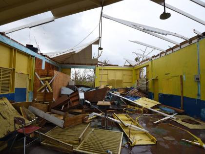 A classroom at Brompton Primary School in St Elizabeth, left devastated by Hurricane Melissa. 