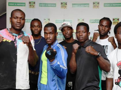 Some of the local boxers who will be in action on tonight’s Fight Night at the Constant Spring Football Field.