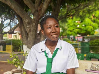 Amelia McKnight, the now-grade 12 Old Harbour High student who placed ninth regionally in the family and resource management CSEC exam.