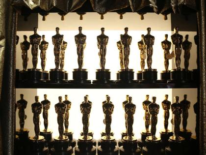  Oscar statuettes appear backstage at the Oscars at the Dolby Theatre in Los Angeles on February 28, 2016. 
