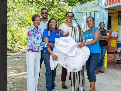 Hurricane relief supplies were recently distributed by the Betting Gaming and Lotteries Commission (BGLC) to residents of eastern Hanover – with a tent being donated to the Jericho Primary School. In photo from left: Andria Dehaney-Grant, councillor and 
