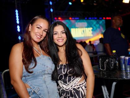 Enjoying a night out are Veronie Sramata (left) and Sabrina Moulton.