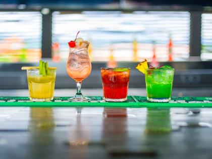  The flavourful line-up: kiwi mango splash, lychee melon cooler, midnight sorrel and lemon breeze.
