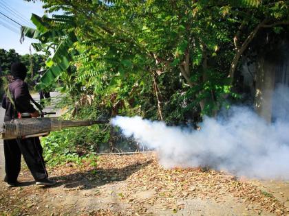 Fogging being conducted to destroy mosquito breeding site.