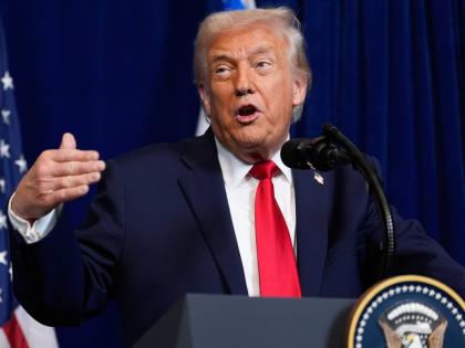 President Donald Trump speaks during a news conference with Israel's Prime Minister Benjamin Netanyahu at Mar-a-Lago, Monday, December 29, 2025, in Palm Beach, Fla. (AP Photo/Alex Brandon)