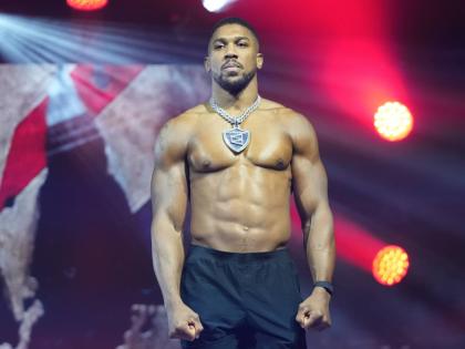 Anthony Joshua is introduced during a weigh-in ahead of his heavyweight boxing match against Jake Paul on Thursday, December 18, 2025, in Miami Beach, Florida.