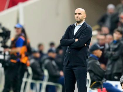 Morocco’s head coach Walid Regragui observes during the Africa Cup of Nations quarterfinal football match against Cameroon in Rabat, Morocco on Friday.