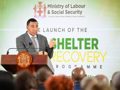 Prime Minister, Dr Andrew Holness, delivering the keynote address during the launch of the Shelter Recovery Programme (SRP), held on Thursday, January 15 at the Office of the Prime Minister. The SRP is a multifaceted national response designed to support i