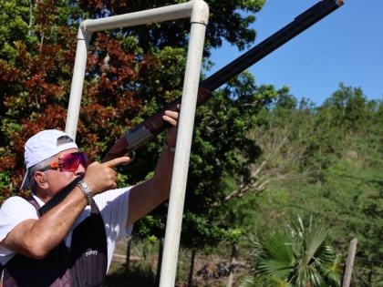 
Geoffrey Ziadie, highest overall winner, competes during the Jackson Bay Sporting Clays shoot last Sunday. 