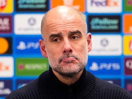 Manchester City coach Pep Guardiola attends a press conference after the Champions League football match between Bodo/Glimt and Manchester City in Bodo, Norway on January 20, 2026. 