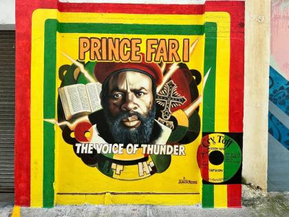 The recently unveiled Prince Far I mural in the Downtown Creative Art District. It was commissioned by Fans of Prince Far I, through Kingston Creative, and created by brothers Junior and Hudson Moore.