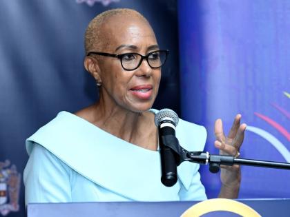 
Fayval Williams, then minister of education and youth and later minister of finance, at a 2024 press conference.