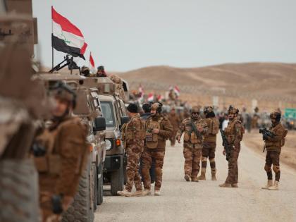 Border Guards patrol along the border with Syria, in Sinjar, northern Iraq.