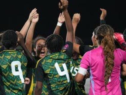 Jamaica’s Under-17 Reggae Girls celebrating their win against hosts Aruba in the Concacaf U17 World Cup qualifiers last week. 