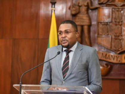 Minister with Responsibility for Works in the Ministry of Economic Growth and Infrastructure Development, Robert Morgan, addressing a recent post-Cabinet Press Briefing at Jamaica House.
