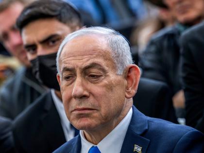 Israel's Prime Minister Benjamin Netanyahu reacts during the funeral of Israeli hostage Ran Gvili, whose remains were brought back to Israel, in the southern town of Meitar on January 28, 2026.
