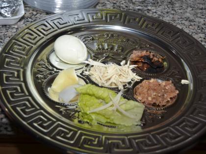 The seder plate. 
