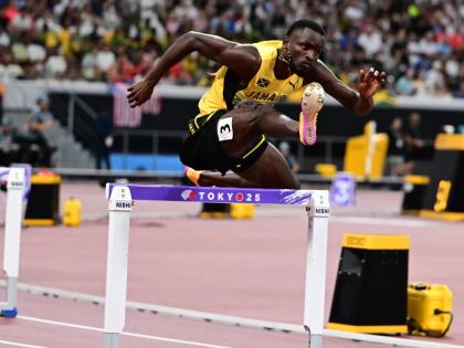 
Jamaica’s Assinie Wilson competes in the men’s 400m hurdles at the World Athletics Championships at the Japan National Stadium in Tokyo, Japan on Monday, September 15, 2025. 