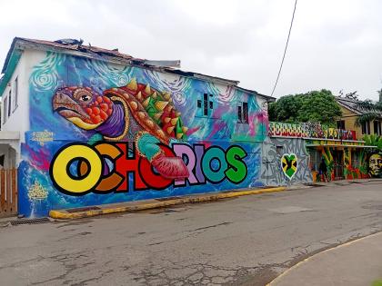 A mural on an unused building along Milford Road in Ocho Rios.