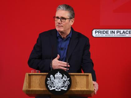 Britain's Prime Minister Keir Starmer delivers a speech at Horntye Park Sports Complex in St Leonards-on-Sea, East Sussex, England on February 5, 2026. 