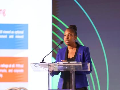 ContributedStacy-Ann Tait, chief investment officer at NCB Capital Markets, speaking at the Jamaica Stock Exchange 21st Regional Investments and Capital Markets Conference.  