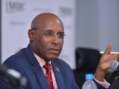 FILE 
Senator Aubyn Hill, Minister of Industry, Investment and Commerce addressing a press conference hosted by the Ministry of Industry, Investment and Commerce on September 23, 2025 at the ministry’s office in Kingston. 