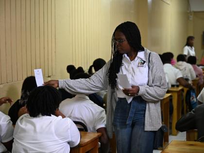 The road code test being administered to students at the Titchfield High School in Portland by the Island Traffic Authority on February 6.