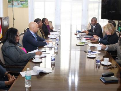 Major General (Ret’d) Antony Anderson (second left), Jamaica’s ambassador to the United States and permanent representative to the Organization of American States, discusses security cooperation, counterterrorism, cybersecurity and drug abuse preventio