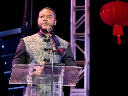 Mayor of Montego Bay Richard Vernon addressing the audience during the Chinese New Year event at The Pinnacle  in Montego Bay, St James, on Sunday.