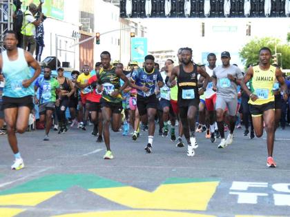 A section of the almost 15,000 competitors in last Sunday’s Sagicor Sigma Run/Walk  in New Kingston. 