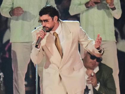 Bad Bunny performs during his Debí Tirar Más Fotos tour in Mexico City in December 2025.