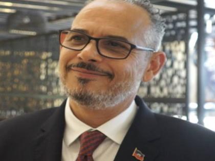 Haitian Prime Minister Alix Didier Fils-Aimè speaking to CMC at the CARICOM Summit in St Kitts and Nevis. 