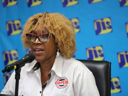 Information Officer, Office of Disaster Preparedness and Emergency Management (ODPEM), Joyce Reynolds Robinson, providing an overview of the 'Strap Up Jamaica' campaign, which has been relaunched by ODPEM.

