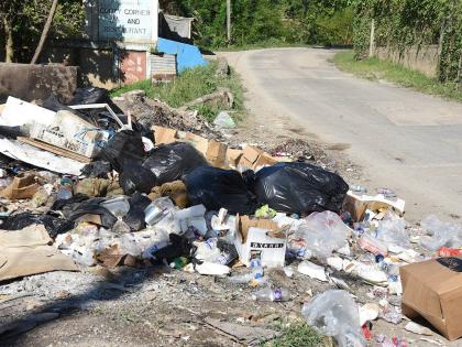 Uncollected garbage overflows onto the streets in Cave Valley, St Ann, earlier this year.