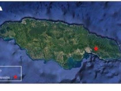 A photo released by the Earthquake Unit at The University of the West Indies, Mona, showing the epicentre of the magnitude 3.9 earthquake reported approximately seven kilometres north of Bull Bay, St Andrew, on March 9, 2026