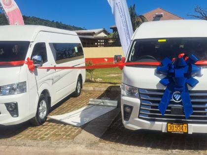 Two retrofitted ambulances donated to the Jamaica Fire Brigade by the Sandals Foundation at a handing over ceremony at the Port Maria Fire Station in St Mary on March 13, 2026.