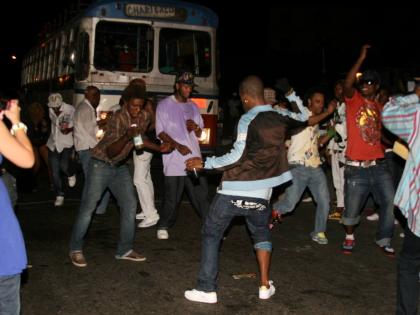 Partygoers at a 2008 staging of Passa Passa on Spanish Town Road.