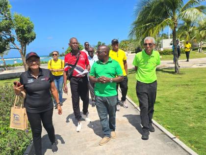 Photo  by Janet Silvera 
Lorna Bell, Special Olympics (left), and Marlon Tingling, communications manager, St James Municipal Corporation (second left), and the team organising the upcoming Special Olympics Games at the Harmony Beach Park in Montego Bay on