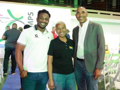 Contributed 
From left: Stephan Bennett, Gatorade brand coordinator, Colleen Montague, Wolmer’s Trust High School for Girls’ principal, and Keith Wellington, St Elizabeth Technical High School principal and Inter-Secondary Schools Sports Association pr