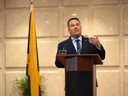 
Minister of Water, Environment, and Climate Change, Matthew Samuda, delivers a Ministerial Briefing during the Diplomatic Days 2026 high-level engagement at the Ministry of Foreign Affairs and Foreign Trade offices in downtown Kingston. His address was p