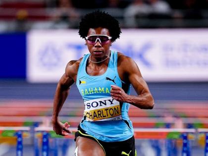Devynne Charlton powers towards her third World Athletics Championships 60-metre hurdles title, clocking 7.65 seconds inside the Kujawsko-Pomorska Arena in Torun, Poland, on Sunday. 