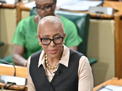 Finance Minister Fayval Williams speaking during the closing of the 2026-2027 National Budget Debate in the House of Representatives on March 24, 2026. (Rudolph Brown)