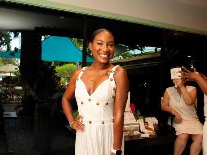 Professional makeup artist Frenchy Grant keeps it simple and cute as she strikes a pose for the lens.