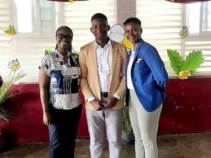 From left: Racquel Whyte,  English Language and Literature teacher; Jamar Grant, head of the Literature Department, and Tanisha Bent, spell mistress. 
