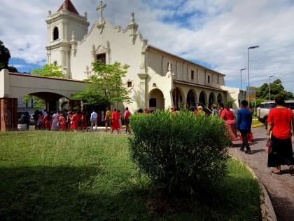A Palm Sunday procession at Holy Cross Catholic Church in Half-Way Tree, St Andrew, Jamaica. 