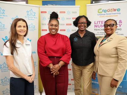 From left: Mandy Melville, founding chair of the Creative Language Based Learning Foundation; Deleen Powell, public affairs and communication manager, North Caribbean Region, Scotiabank; Mitzian Turner, executive director of The MultiCare Youth Foundation 