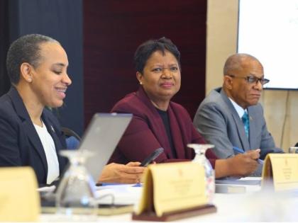 Ariel Bowen (centre), the officer in charge of the Jamaican Consulate in New York, joined colleague ambassadors, high commissioners, and consuls-general in Kingston for a heads of mission meeting convened by the Ministry of Foreign Affairs and Foreign Trad