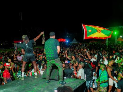 Deejay Zess and Trinidadian MC Aaron Fingal keeping the Soca Camp crowd hyped at Friday night’s staging.